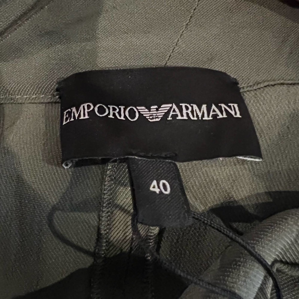 Emporio Armani Olive Paperbag Waist Tapered Cargo Pants size 10 New with Tags - Picture 8 of 15